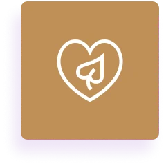 White heart and spade emblem on beige