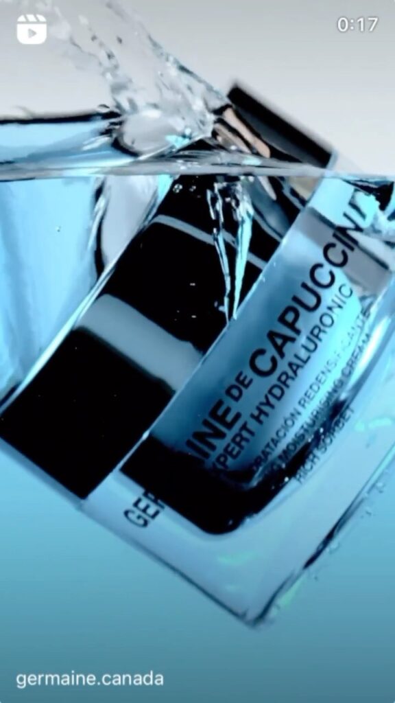 Skincare product submerged in water